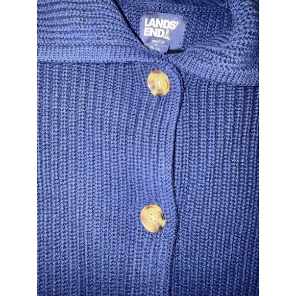 NEW Lands End Drifter Sailor Collar Cardigan Navy Lg Buttons MSRP $99 - Picture 5 of 8